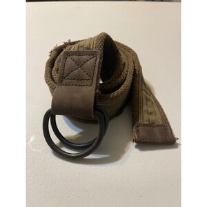 Canvas D-Ring Belt Mens 33 Brown Good Distressed Military Style